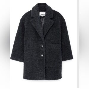 GANNI 
Bouclé Single-Breasted Coat